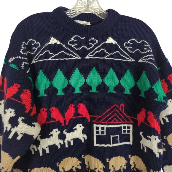Kotare New Zealand Vintage intarsia sweater wool sheep pig farm animal country - Picture 4 of 16